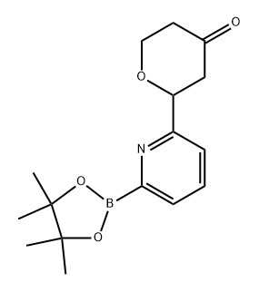 2-(6-(4,4,5,5-tetramethyl-1,3,2-dioxaborolan-2-yl)pyridin-2-yl)tetrahydro-4H-pyran-4-one Structure