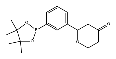 2-(3-(4,4,5,5-tetramethyl-1,3,2-dioxaborolan-2-yl)phenyl)tetrahydro-4H-pyran-4-one Structure