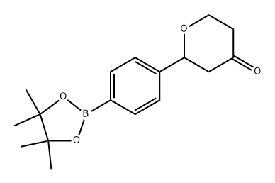 2-(4-(4,4,5,5-tetramethyl-1,3,2-dioxaborolan-2-yl)phenyl)tetrahydro-4H-pyran-4-one Structure