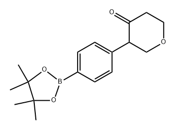 3-(4-(4,4,5,5-tetramethyl-1,3,2-dioxaborolan-2-yl)phenyl)tetrahydro-4H-pyran-4-one Structure