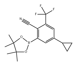 4-cyclopropyl-2-(4,4,5,5-tetramethyl-1,3,2-dioxaborolan-2-yl)-6-(trifluoromethyl)benzonitrile Structure