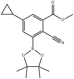 methyl 2-cyano-5-cyclopropyl-3-(4,4,5,5-tetramethyl-1,3,2-dioxaborolan-2-yl)benzoate 구조식 이미지