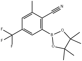 2-methyl-6-(4,4,5,5-tetramethyl-1,3,2-dioxaborolan-2-yl)-4-(trifluoromethyl)benzonitrile Structure