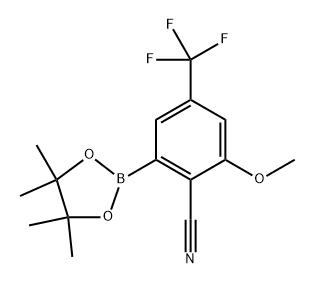 2-methoxy-6-(4,4,5,5-tetramethyl-1,3,2-dioxaborolan-2-yl)-4-(trifluoromethyl)benzonitrile 구조식 이미지