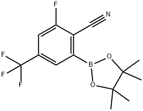 2-fluoro-6-(4,4,5,5-tetramethyl-1,3,2-dioxaborolan-2-yl)-4-(trifluoromethyl)benzonitrile 구조식 이미지