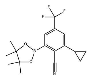 2-cyclopropyl-6-(4,4,5,5-tetramethyl-1,3,2-dioxaborolan-2-yl)-4-(trifluoromethyl)benzonitrile Structure