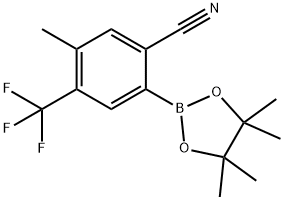 5-methyl-2-(4,4,5,5-tetramethyl-1,3,2-dioxaborolan-2-yl)-4-(trifluoromethyl)benzonitrile 구조식 이미지