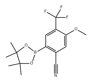 5-methoxy-2-(4,4,5,5-tetramethyl-1,3,2-dioxaborolan-2-yl)-4-(trifluoromethyl)benzonitrile Structure