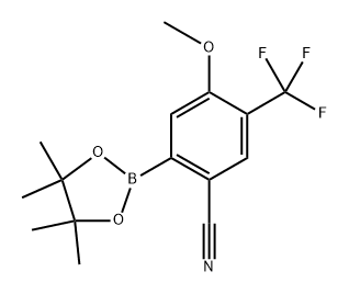 4-methoxy-2-(4,4,5,5-tetramethyl-1,3,2-dioxaborolan-2-yl)-5-(trifluoromethyl)benzonitrile Structure