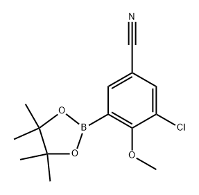 3-chloro-4-methoxy-5-(4,4,5,5-tetramethyl-1,3,2-dioxaborolan-2-yl)benzonitrile 구조식 이미지