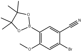 2-bromo-4-methoxy-5-(4,4,5,5-tetramethyl-1,3,2-dioxaborolan-2-yl)benzonitrile 구조식 이미지