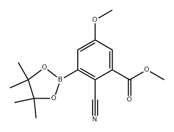 methyl 2-cyano-5-methoxy-3-(4,4,5,5-tetramethyl-1,3,2-dioxaborolan-2-yl)benzoate Structure