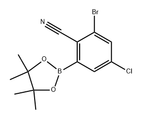 2-bromo-4-chloro-6-(4,4,5,5-tetramethyl-1,3,2-dioxaborolan-2-yl)benzonitrile Structure