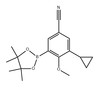 3-cyclopropyl-4-methoxy-5-(4,4,5,5-tetramethyl-1,3,2-dioxaborolan-2-yl)benzonitrile Structure