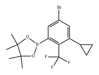 2-(5-bromo-3-cyclopropyl-2-(trifluoromethyl)phenyl)-4,4,5,5-tetramethyl-1,3,2-dioxaborolane 구조식 이미지