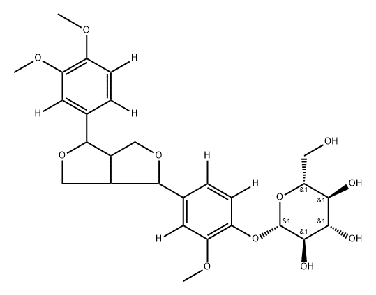 (2S,3R,4S,5S,6R)-2-(4-(4-(3,4-dimethoxyphenyl-2,5,6-d3)tetrahydro-1H,3H-furo[3,4-c]furan-1-yl)-2-methoxyphenoxy-3,5,6-d3)-6-(hydroxymethyl)tetrahydro-2H-pyran-3,4,5-triol Structure