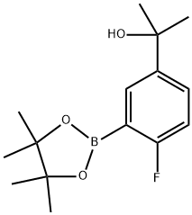 Benzenemethanol, 4-fluoro-α,α-dimethyl-3-(4,4,5,5-tetramethyl-1,3,2-dioxaborolan-2-yl)- 구조식 이미지