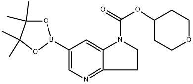 1H-Pyrrolo[3,2-b]pyridine-1-carboxylic acid, 2,3-dihydro-6-(4,4,5,5-tetramethyl-1,3,2-dioxaborolan-2-yl)-, tetrahydro-2H-pyran-4-yl ester Structure