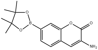 2H-1-Benzopyran-2-one, 3-amino-7-(4,4,5,5-tetramethyl-1,3,2-dioxaborolan-2-yl)- Structure