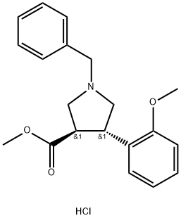 Methyl rel-(3R,4S)-1-benzyl-4-(2-methoxyphenyl)pyrrolidine-3-carboxylate hydrochloride 구조식 이미지