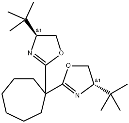 Oxazole, 2,2'-cycloheptylidenebis[4-(1,1-dimethylethyl)-4,5-dihydro-, (4S,4'S)- Structure