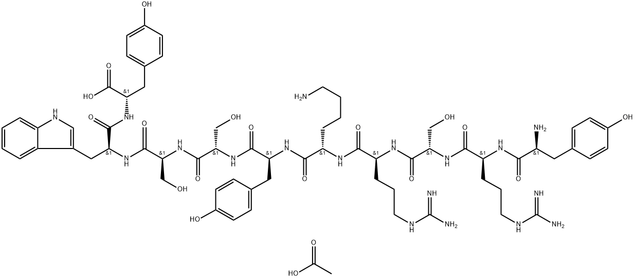 L-Tyrosyl-L-arginyl-L-seryl-L-arginyl-L-lysyl-L-tyrosyl-L-seryl-L-seryl-L-tryptophyl-L-tyrosine acetate Structure