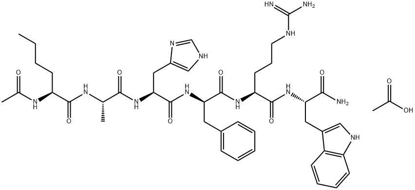 L-Tryptophanamide, N-acetyl-L-norleucyl-L-alanyl-L-histidyl-D-phenylalanyl-L-arginyl-, acetate (1:1) Structure