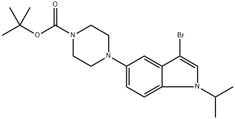 1-Piperazinecarboxylic acid, 4-[3-bromo-1-(1-methylethyl)-1H-indol-5-yl]-, 1,1-dimethylethyl ester Structure