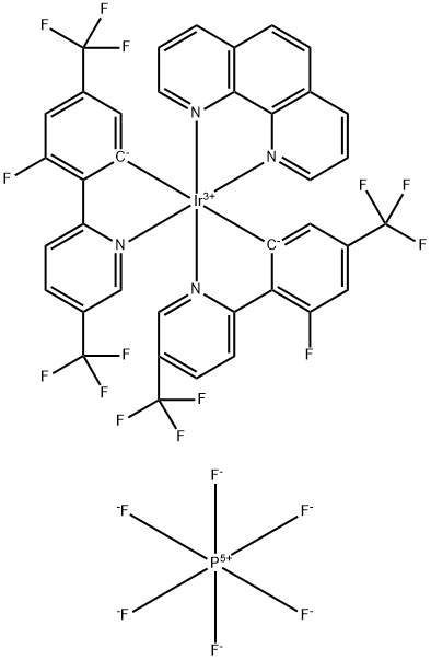 Iridium-(1,10-phenanthroline-κN1,κN10)bis[(3-fluoro-5-trifluoromethyl)-2-(5-trifluoromethyl-2-pyridinyl-κN)phenyl-κC]-hexafluorophosphate Structure