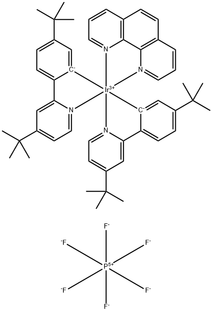 Iridium-(1,10-phenanthroline-κN1,κN10)bis[5-(1,1-dimethylethyl)-2-[4-(1,1-dimethylethyl)-2-pyridinyl-κN]phenyl-κC]-(OC-6-33)-hexafluorophosphate 구조식 이미지