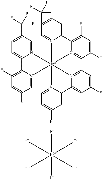 Iridium-(4,4'-difluoro-2,2'-bipyridine-κN1,κN1')bis[3,5-difluoro-2-(5-trifluoromethyl-2-pyridinyl-κN)phenyl-κC]-hexafluorophosphate Structure