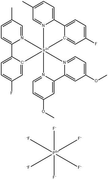 Iridium-bis[5-fluoro-2-(5-methyl-2-pyridinyl-κN)phenyl-κC](4,4'-dimethoxy-2,2'-bipyridine-κN1,κN1')-hexafluorophosphate Structure