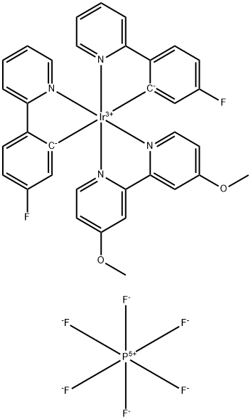 Iridium-bis[5-fluoro-2-(2-pyridinyl-κN)phenyl-κC](4,4'-dimethoxy-2,2'-bipyridine-κN1,κN1')-hexafluorophosphate 구조식 이미지