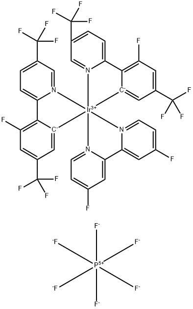 Iridium-(4,4'-difluoro-2,2'-bipyridine-κN1,κN1')bis[(3-fluoro-5-trifluoromethyl)-2-(5-trifluoromethyl-2-pyridinyl-κN)phenyl-κC]-hexafluorophosphate Structure