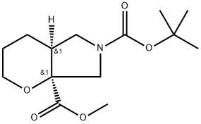 Pyrano[2,3-c]pyrrole-6,7a(2H,5H)-dicarboxylic acid, tetrahydro-, 6-(1,1-dimethylethyl) 7a-methyl ester, (4aR,7aR)-rel- Structure