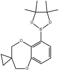 Spiro[2H-1,5-benzodioxepin-3(4H),1'-cyclopropane], 6-(4,4,5,5-tetramethyl-1,3,2-dioxaborolan-2-yl)- Structure