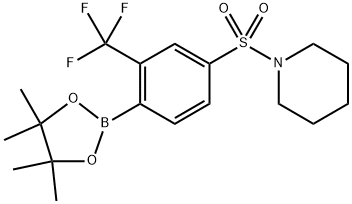 Piperidine, 1-[[4-(4,4,5,5-tetramethyl-1,3,2-dioxaborolan-2-yl)-3-(trifluoromethyl)phenyl]sulfonyl]- 구조식 이미지