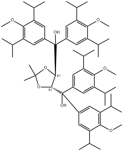 1,3-Dioxolane-4,5-dimethanol, α4,α4,α5,α5-tetrakis[4-methoxy-3,5-bis(1-methylethyl)phenyl]-2,2-dimethyl-, (4R,5R)- Structure