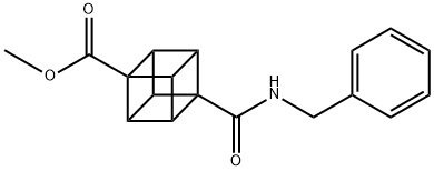 Pentacyclo[4.2.0.02,5.03,8.04,7]octane-1-carboxylic acid, 4-[[(phenylmethyl)amino]carbonyl]-, methyl ester Structure