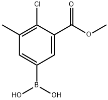 Benzoic acid, 5-borono-2-chloro-3-methyl-, 1-methyl ester 구조식 이미지