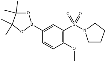 Pyrrolidine, 1-[[2-methoxy-5-(4,4,5,5-tetramethyl-1,3,2-dioxaborolan-2-yl)phenyl]sulfonyl]- Structure