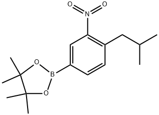 1,3,2-Dioxaborolane, 4,4,5,5-tetramethyl-2-[4-(2-methylpropyl)-3-nitrophenyl]- Structure