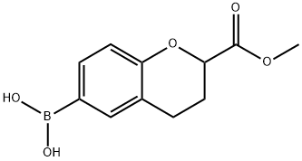 2H-1-Benzopyran-2-carboxylic acid, 6-borono-3,4-dihydro-, 2-methyl ester 구조식 이미지