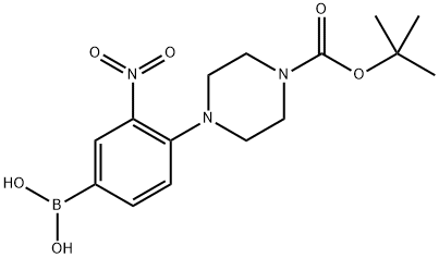 1-Piperazinecarboxylic acid, 4-(4-borono-2-nitrophenyl)-, 1-(1,1-dimethylethyl) ester Structure
