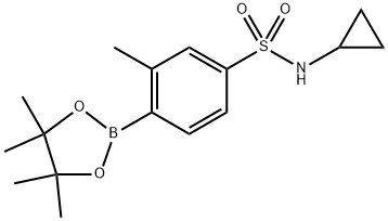 Benzenesulfonamide, N-cyclopropyl-3-methyl-4-(4,4,5,5-tetramethyl-1,3,2-dioxaborolan-2-yl)- Structure