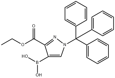 1H-Pyrazole-3-carboxylic acid, 4-borono-1-(triphenylmethyl)-, 3-ethyl ester Structure