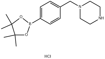 1-(4-(4,4,5,5-Tetramethyl-1,3,2-dioxaborolan-2-yl)benzyl)piperazine dihydrochloride Structure