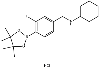 N-(3-Fluoro-4-(4,4,5,5-tetramethyl-1,3,2-dioxaborolan-2-yl)benzyl)cyclohexanamine hydrochloride Structure