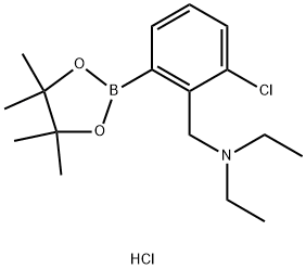 N-(2-Chloro-6-(4,4,5,5-tetramethyl-1,3,2-dioxaborolan-2-yl)benzyl)-N-ethylethanamine hydrochloride Structure