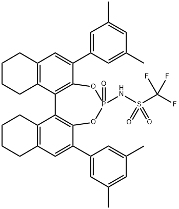 Methanesulfonamide, N-[(11bS)-2,6-bis(3,5-dimethylphenyl)-8,9,10,11,12,13,14,15-octahydro-4-oxidodinaphtho[2,1-d:1',2'-f][1,3,2]dioxaphosphepin-4-yl]-1,1,1-trifluoro- 구조식 이미지